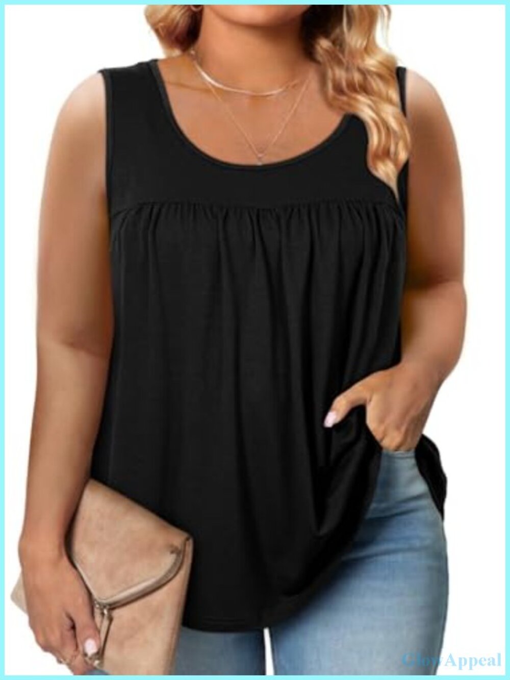 Women's Plus Size Sleeveless Crew Neck Tank Top 65% Polyester 30% Viscose 5%